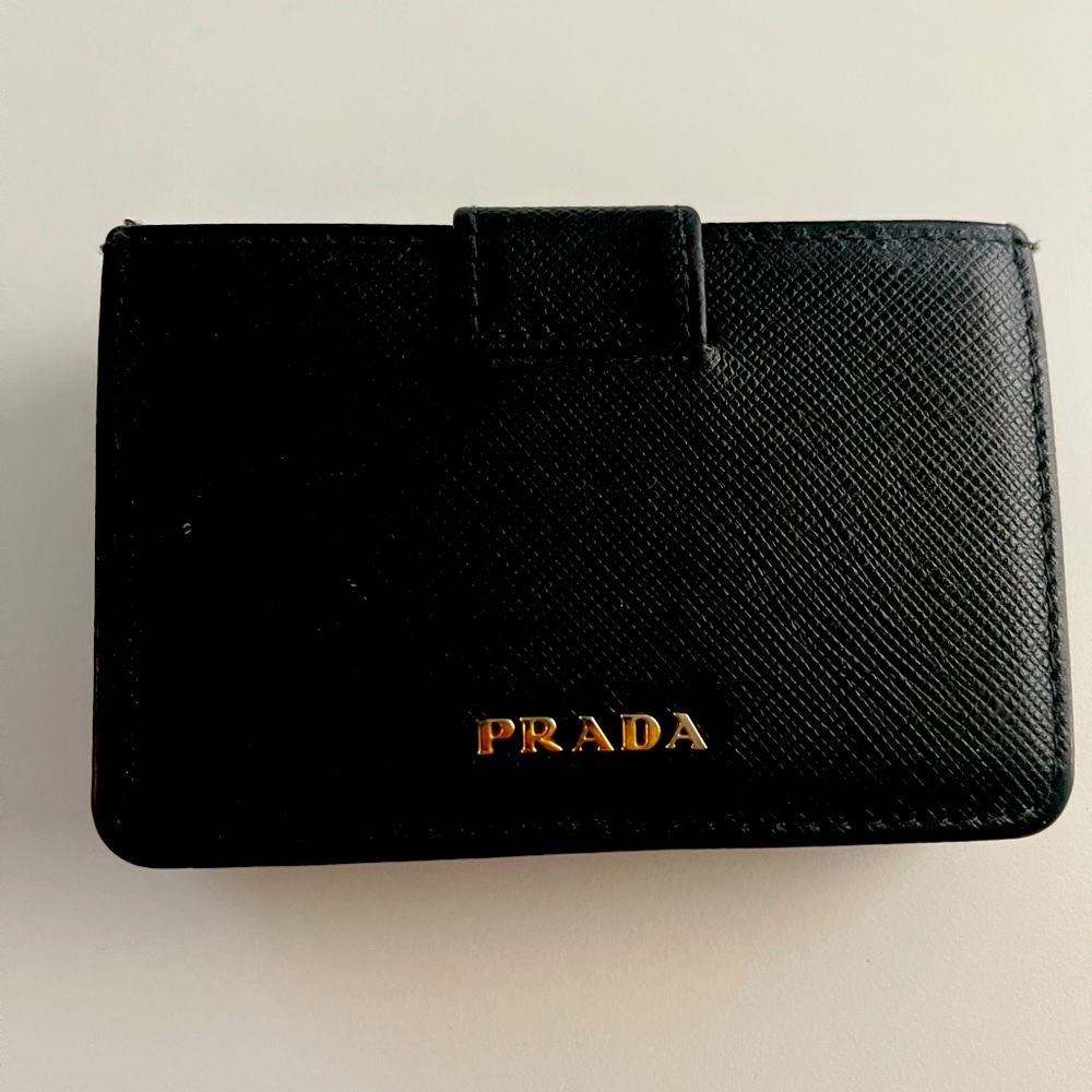 Prada black saffiano pro leather wallet